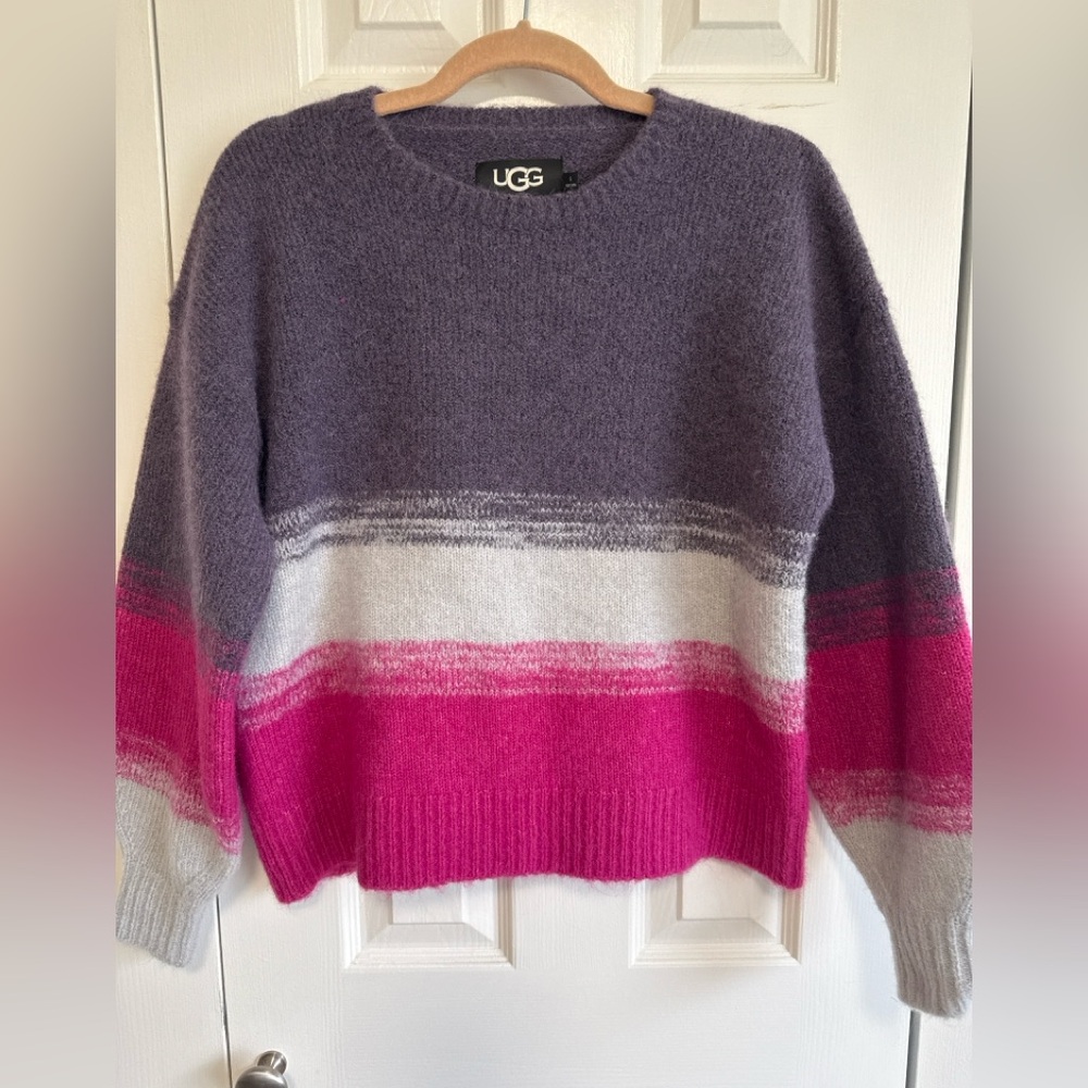 NWOT- UGG RTW- Women's alpaca/wool colirblick Sweater - Purple, Pink, Gray. S